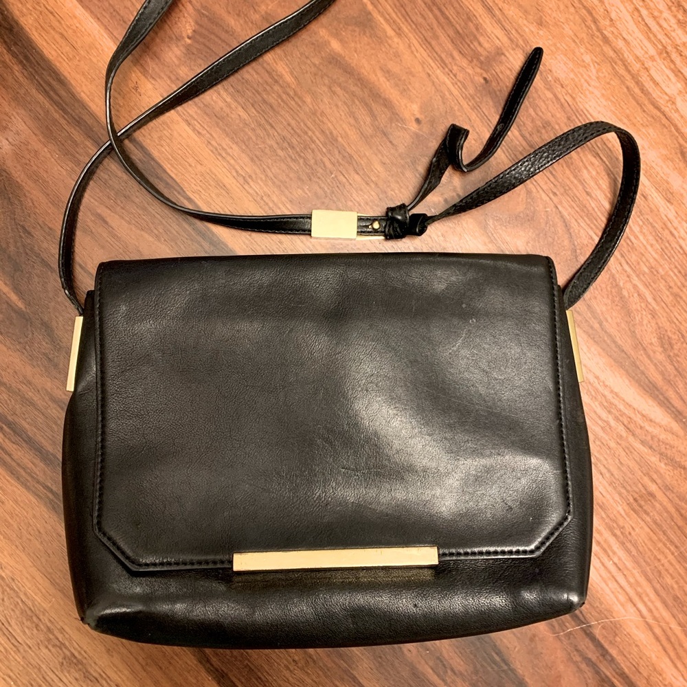 J. Crew Black Leather Crossbody Bag